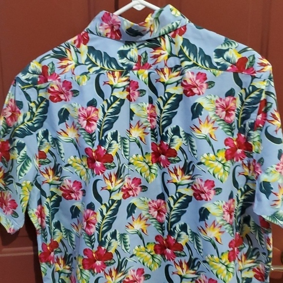 Ralph Lauren blue tropical floral Hawaiin shirt size XL 100 percent cotton - Picture 8 of 10